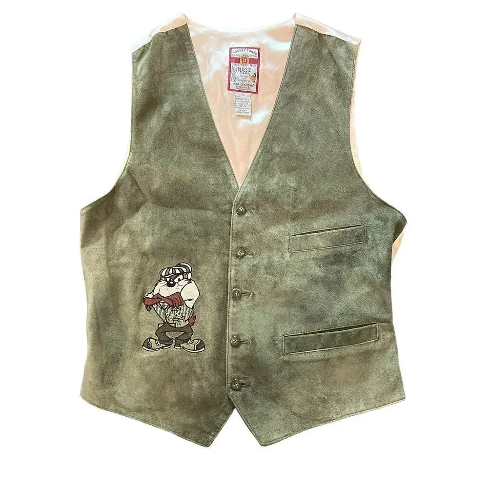 Vintage Looney Tunes Leather Vest Tasmanian Devil 